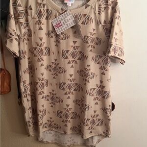 LuLaRoe Beige Geometric Short Sleeve Top